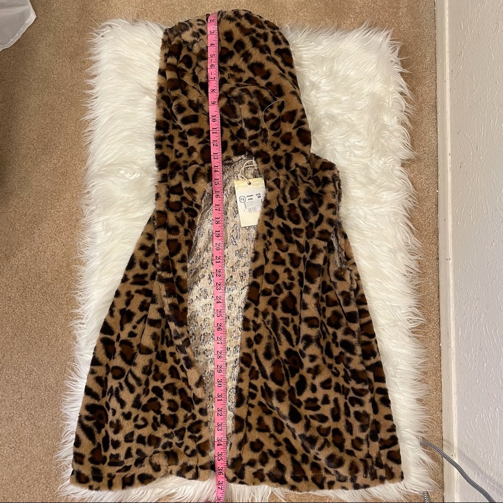 Anthropologie NWT soft leopard print vest open jacket w/big hood size small - Picture 7 of 11